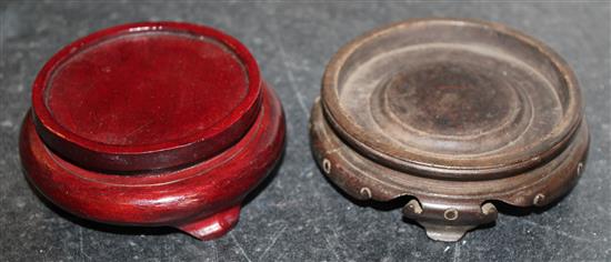 A collection of approximately thirty Chinese and Oriental hardwood stands, largest 18 x 10cm, smallest 3 x 2cm